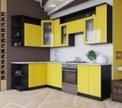 Угловая кухня Виола - Желтый глянец производство Артём-мебель
