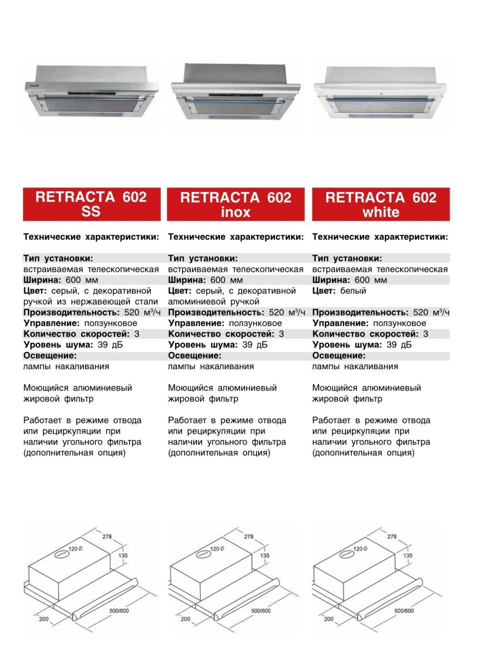 Встраиваемая вытяжка EXITEQ RETRACTA 602 в Беларуси недорого. Каталог и цены